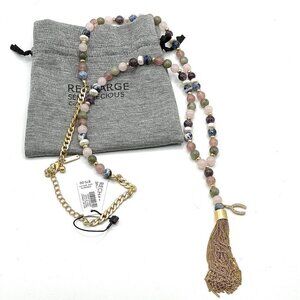 NWT White House Black Market Recharge Semi-Precious Bead Tassel Y-Style Necklace